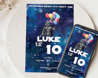 Star Wars Birthday Invitation | Darth Vader Party Invite | 10th birthday| Printable & Digital Download