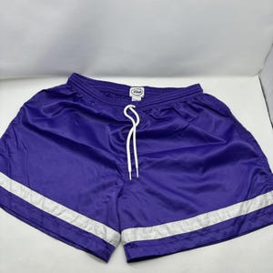 Vtg Code Four Men's Large Purple Satin Soccer Shorts Running Track Gym Gear