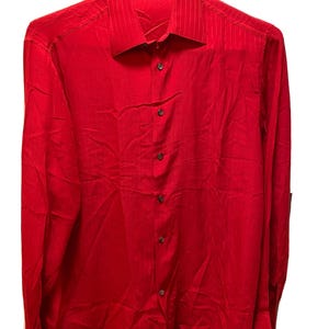 Bijan Beverly Hills rood zijden overhemd heren groot jaren 80