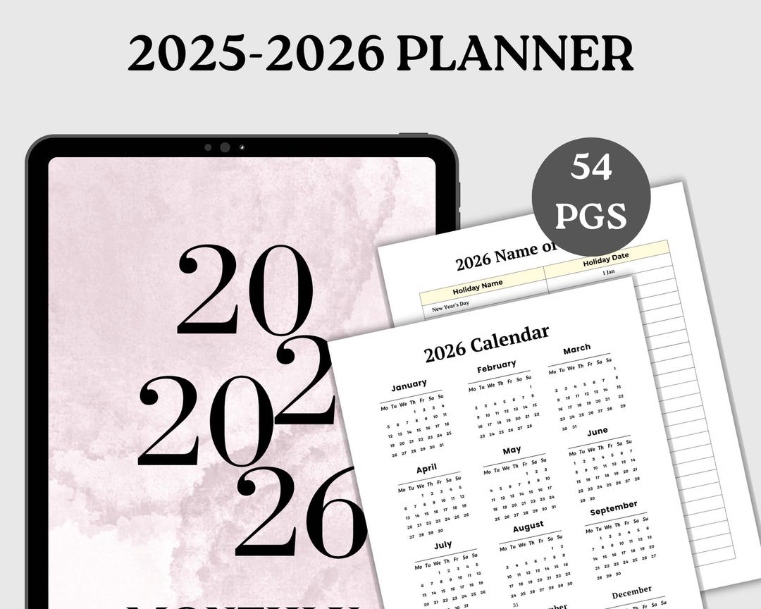 2025 2026 Monthly Planner | Digital Calendar Organizer | Printable PDF ...
