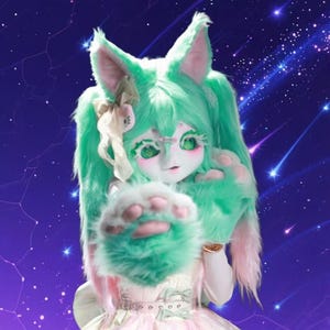 Furry Miku Head + Claws, Miku Cosplay Mask Custom FurSuit Mask, Kemono Kigurumi FurSuit Mask, Fur Head, FurSuit Commission