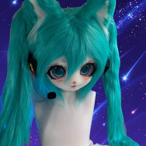 Miku Furry Head, Miku Cosplay Mask Custom FurSuit Mask, Kemono Kigurumi FurSuit Mask, Fur Head, FurSuit Commission