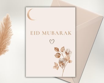 Minimalistische Eid Mubarak-kaart | Moderne islamitische groet (digitale download)