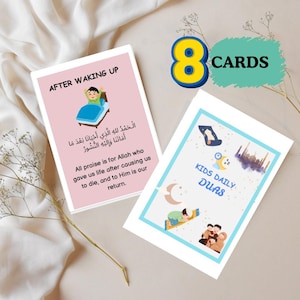 Daily Islamic Dua Flashcards for Kids – Printable Muslim Prayer Cards, Children’s Dua Book PDF, Daily Islamic Dua Card, Prayer Cards,