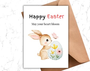 Afdrukbare paashaaskaart | Hoppige groet | Aquarel konijn | Digitale kaart direct downloaden