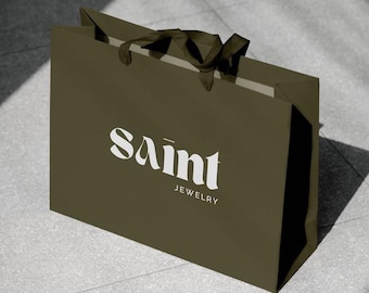 Custom Printed Kraft Paper Tote Bag – Luxury Ribbon Handle Gift Packaging
