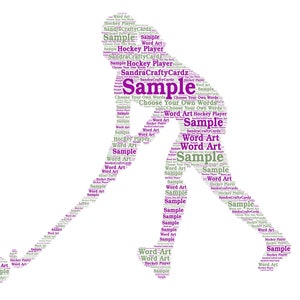 Hockey Player Personalised Word Art Print, Sports gift, Printable File, Wall Art