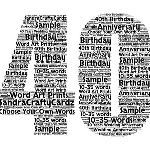 Aniversário de 40 anos personalizado, presente de aniversário, Word Art, arquivo para impressão, download digital