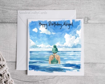 Wild Water Swimming Personalised Birthday Card, Wild water swimming Club, Swimming friends