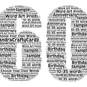 60e anniversaire personnalisé, cadeau d'anniversaire, Word Art, fichier imprimable, téléchargement numérique