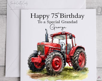 Personalised Tractor Birthday Card, Any Age, Any Relation, For him, for grandad, uncle, 70th, 75th,80th, 90th, Farmer Birthday