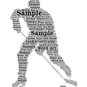 Personalised Hockey Player, Printable File, team sport gift, end of year presentation
