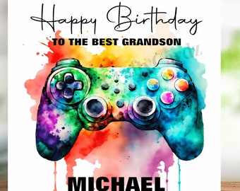 Gamer Personalised Birthday, Boy Gamer, Grandson Birthday, Son Birthday, Teenage Son, Nephew, Custom Teenage Greeting Card, Girl Gamer