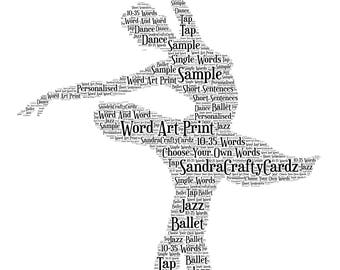 Ballet Dancer Personalised Word Art Print, Birthday Gift, Ballet Exam, Christmas