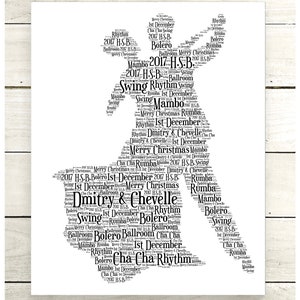 Ballroom Dance Couple Personalised Gift, Word Art Print Unique Gift, Present, Latin Dancing, Couple dancing, image 1