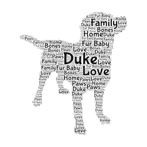 Personalized Dog Word Art Print: Labrador Silhouette (Printable File)
