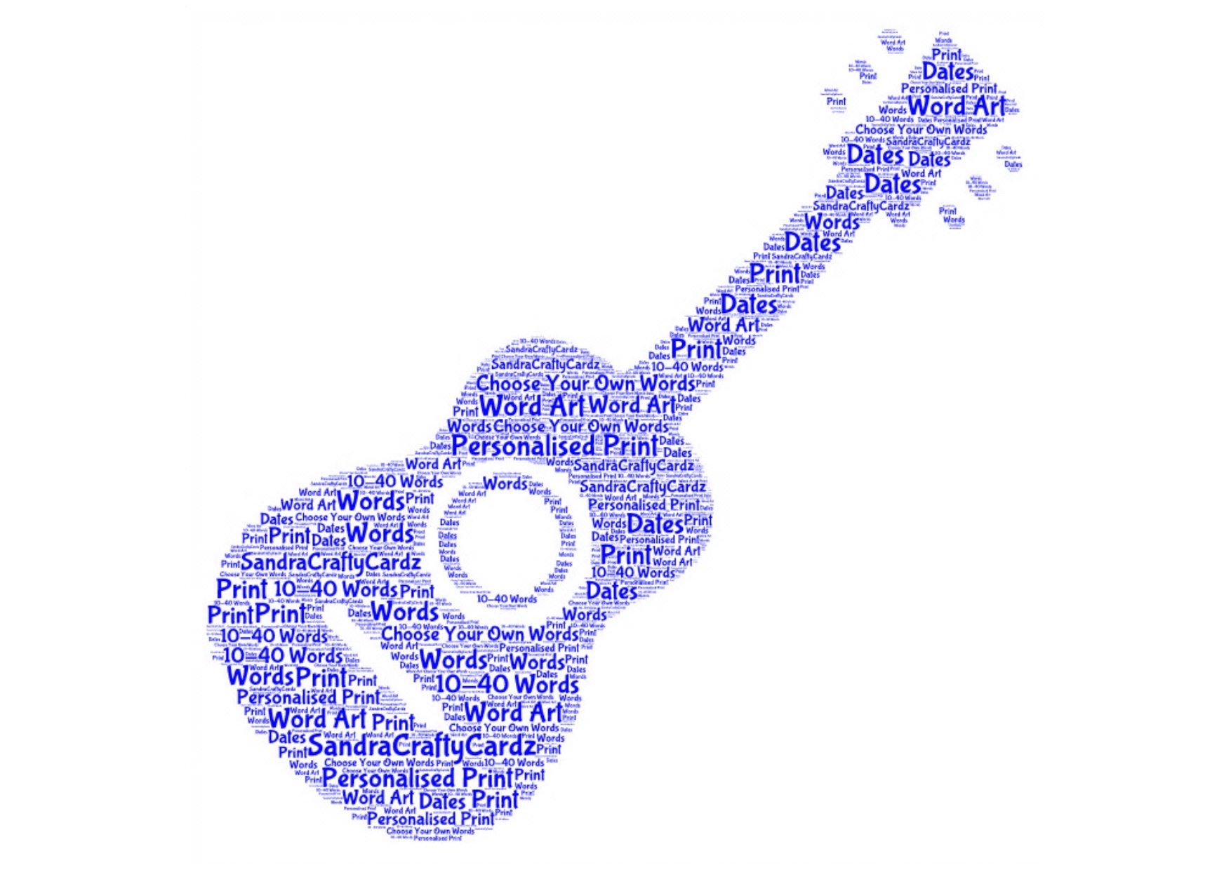 Personalized Guitar Word Art Print: Musician Gift Music Teacher