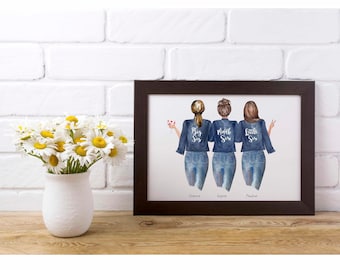 Impression personnalisée de soeur, cadeau d'amitié