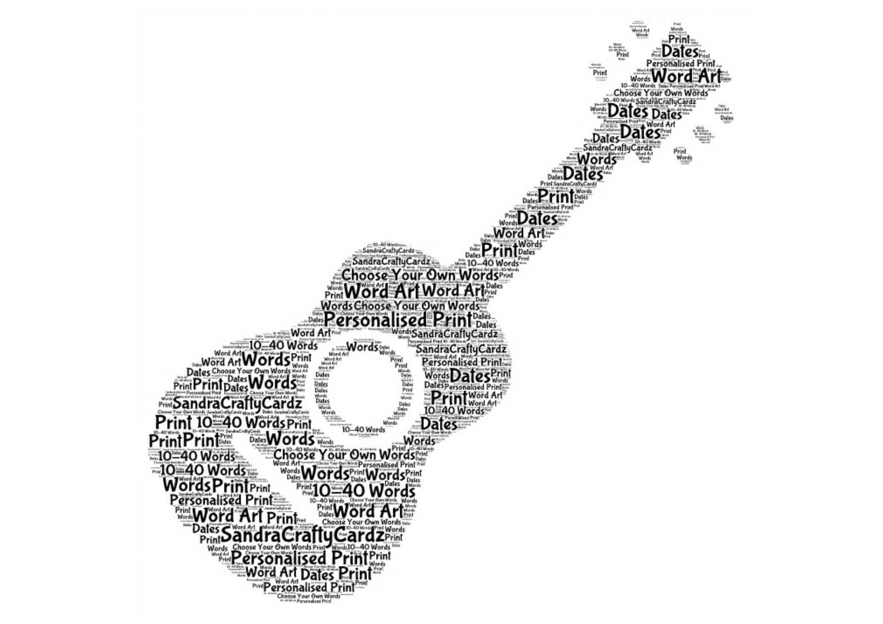 Personalized Guitar Word Art Print: Musician Gift Music Teacher