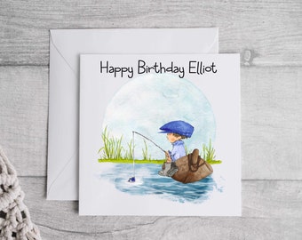 Fisherman personalised birthday card, 30th, 40th,50th,60, 70, Custom Birthday Card, Greeting Card personalised, Fishing