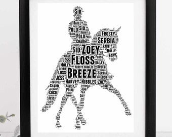 Horse Personalised Word Art Print, Horse Gift, Birthday Present, Gift, Gift for Her, Dressage Word Art,