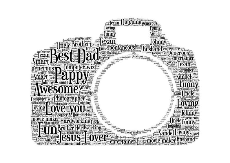 Camera personalised print, Custom word art, Photographer birthday gift, Christmas gift idea, gift for him, gift for her image 2