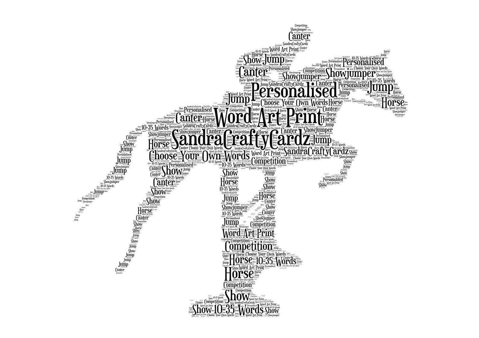 Personalised Horse and Rider Gift Horses Word Art Print | Etsy