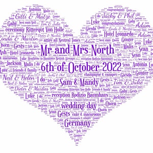 Wedding Day Print, Personalised Word Art, Gift for couple, Marriage Present, Wedding Anniversary, Custom Anniversary image 2