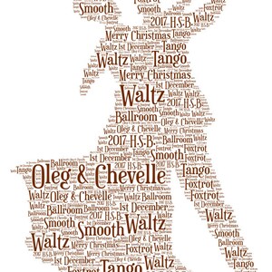 Ballroom Dance Couple Personalised Gift, Word Art Print Unique Gift, Present, Latin Dancing, Couple dancing, image 8