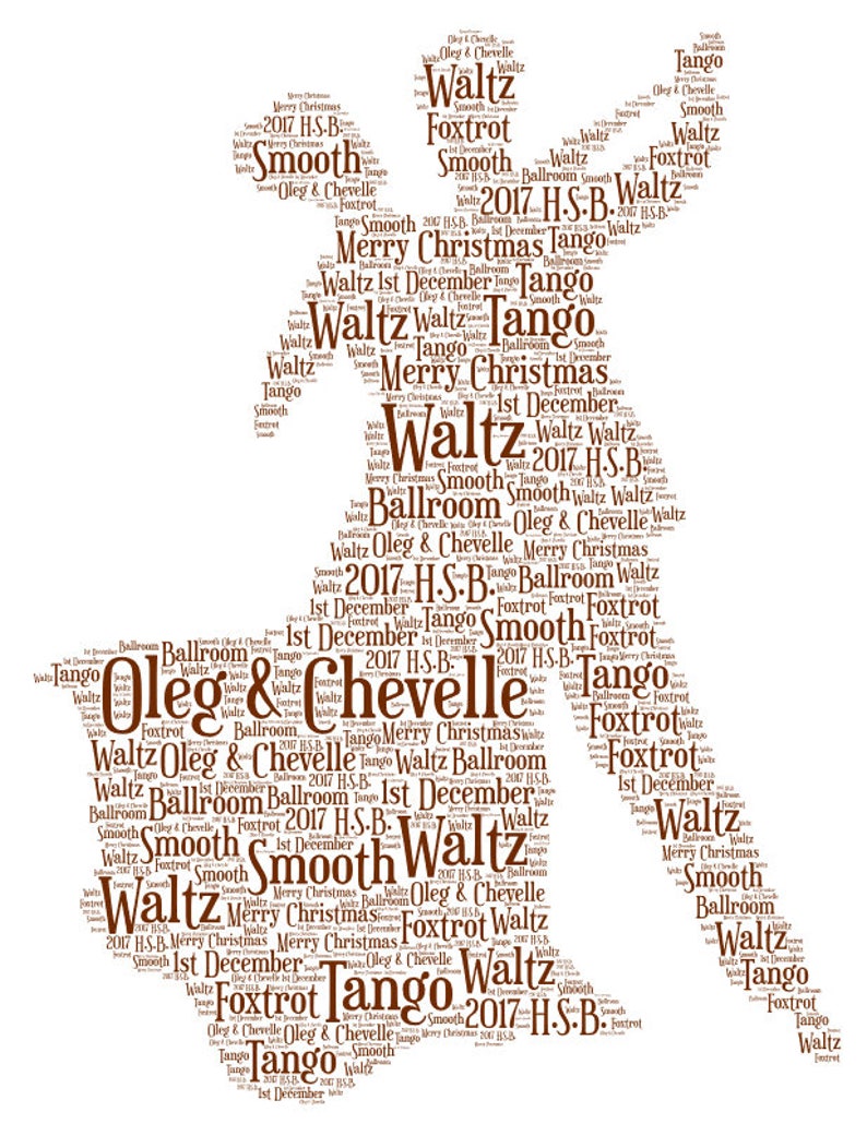 Ballroom Dance Couple Personalised Gift, Word Art Print Unique Gift, Present, Latin Dancing, Couple dancing, image 8