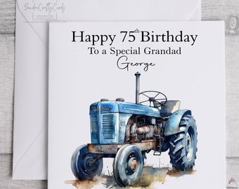 Tractor Personalised Greeting Card, Birthday Card, Farmer Birthday, Any Age, Any Relation, For him, for grandad, uncle, 70th, 75th