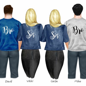 Personalized Siblings Portrait Print: Gift for Brother and Sister (Digital File)