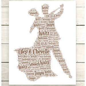 Ballroom Dance Couple Personalised Gift, Word Art Print Unique Gift, Present, Latin Dancing, Couple dancing, image 5