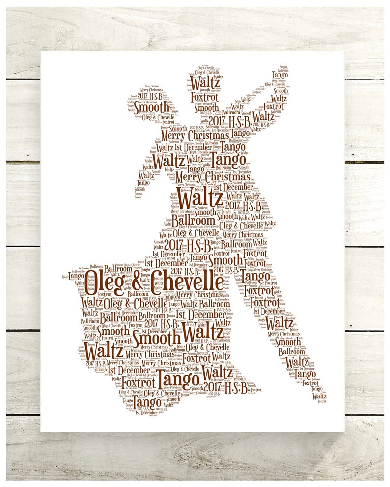 Ballroom Dance Couple Personalised Gift, Word Art Print Unique Gift, Present, Latin Dancing, Couple dancing, image 5