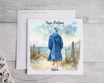 Dryrobe Personalised Birthday Card, Cold water swimming, wild swimming custom card