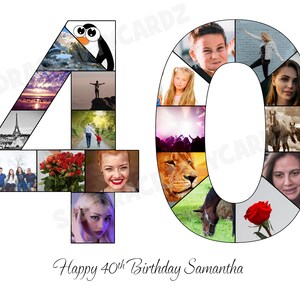 Personalized Photo Collage Number Print: Birthday, Anniversary (Digital File)