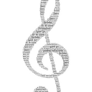 Violinschlüssel personalisierte Wort Kunst Druck , Musik Druck , Geschenk für Musiker, druckbare Datei , Musiknote