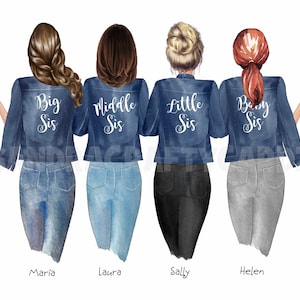 Personalized Sister Print: Custom Family Portrait (Digital Download)