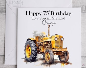 Personalised Tractor Birthday Card, Any Age, Any Relation, For him, for grandad, uncle, 70th, 75th,80th, 90th, Farmer Birthday