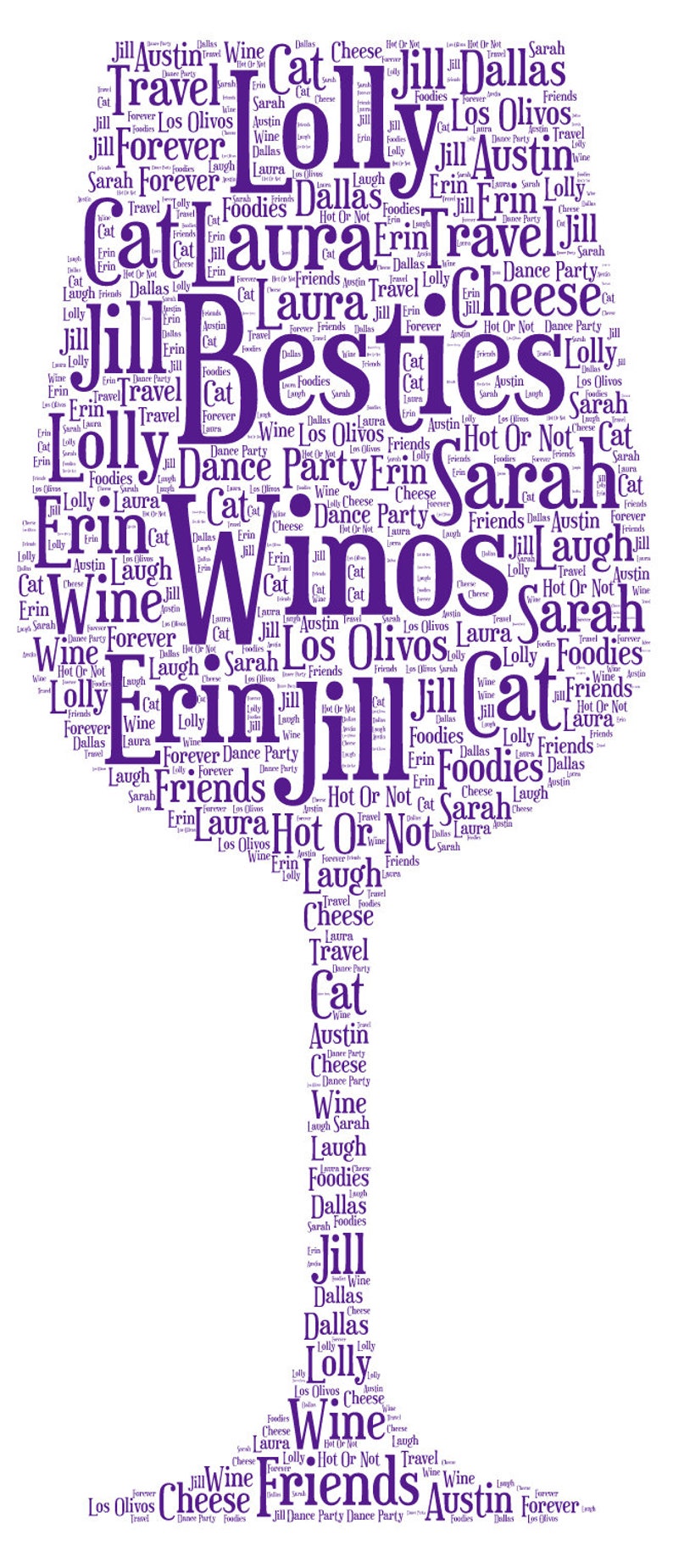 Wine Glass Word Art Personalised Gift Birthday Christmas Etsy UK