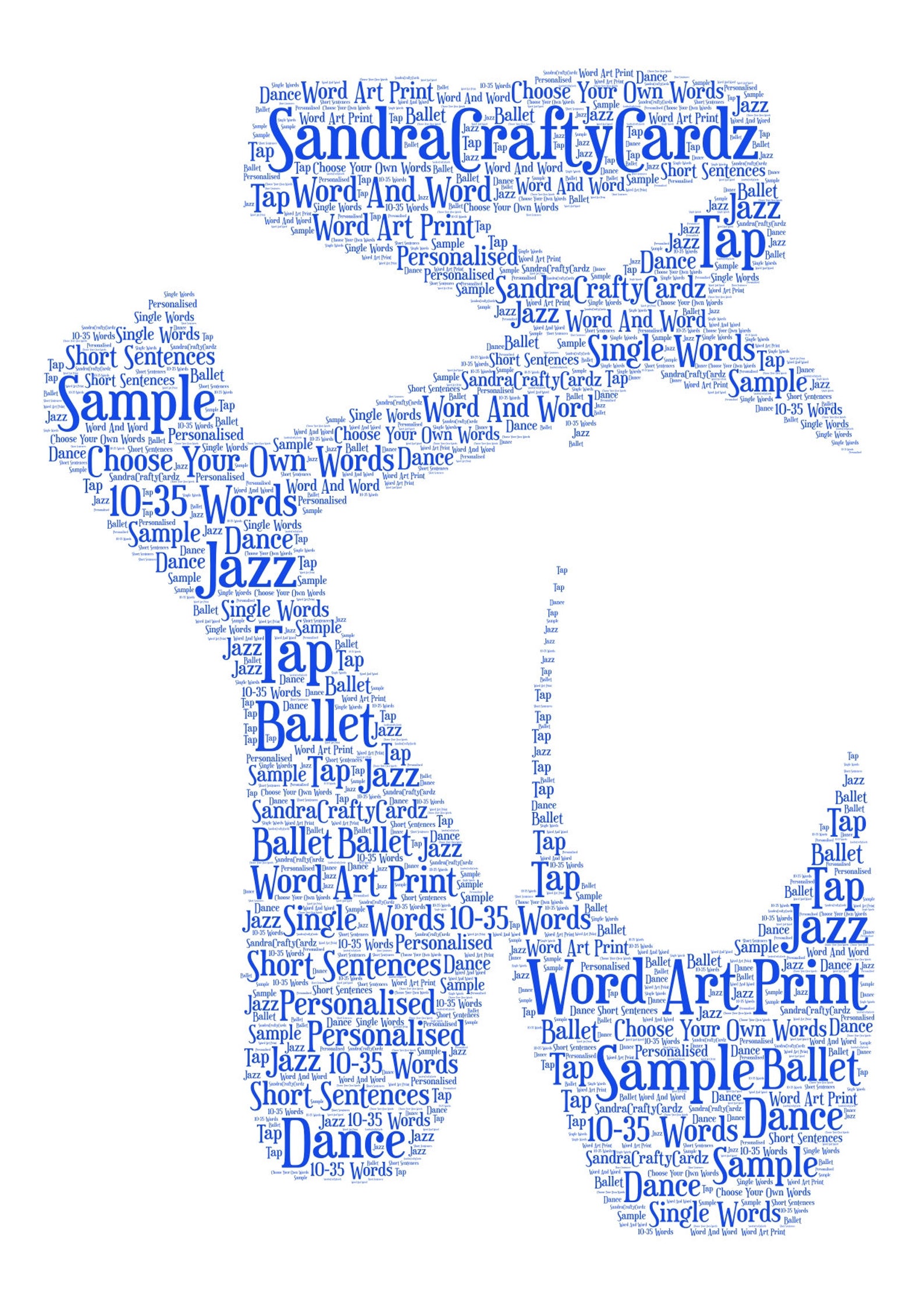 ballet shoes personalised word art print, birthday gift, ballet exam, christmas