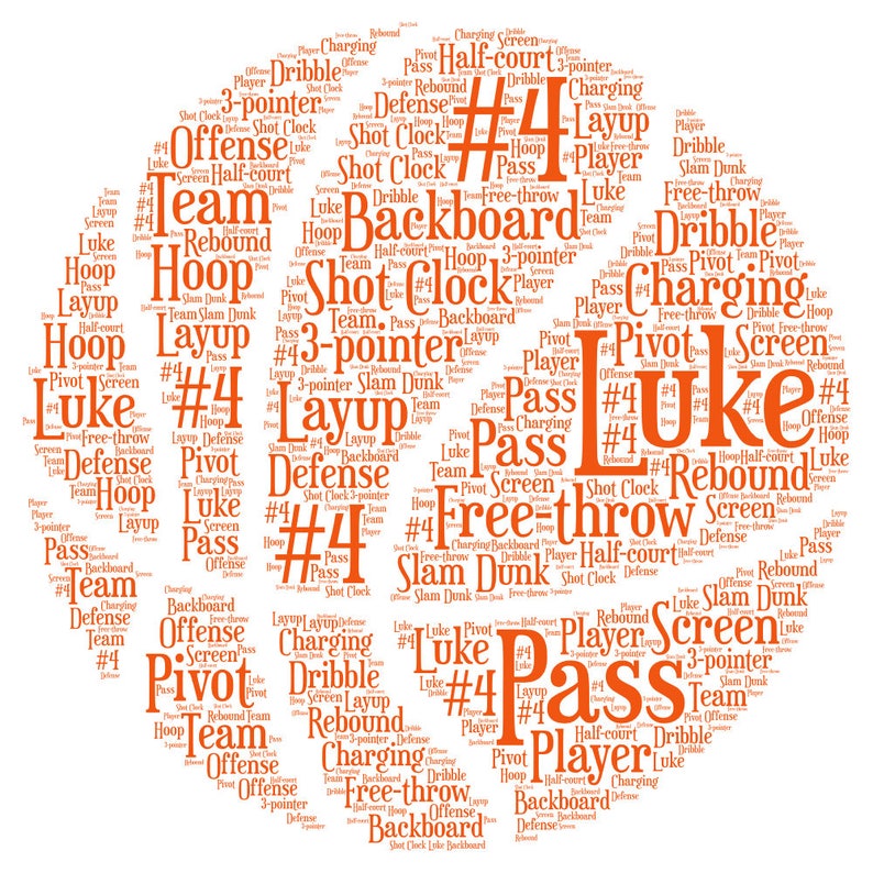Basketball Word Art Print Personalised Sport Print Team Etsy UK