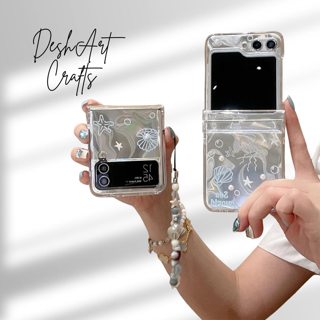 Cute Korean Flower Jellyfish Bow Chain Case for Samsung Galaxy Z