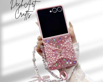Cute Butterfly Bling Bracelet Chain Phone Case for Samsung Galaxy Z Flip 7 FE 6 5 4 3