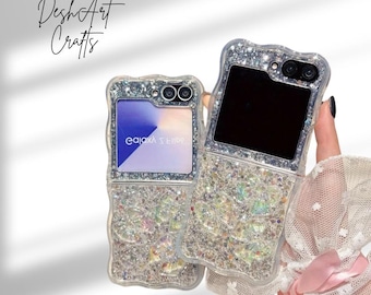 Cute 3D Glitter Sparkling Bowknot Phone Case for Samsung Galaxy Z Flip 6 5 4 3 Kawaii Soft Silicone Shockproof Protective Cover