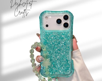 Niedliche Glitzer Elegant Handyhülle mit Kette für iPhone 17 Pro Max 17 Air 16e 16 Pro 15 14 Plus 13 12 11 Kawaii Plain stoßfeste Abdeckung