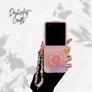 Cute Flower Rabbit Pink Holder Star Bracelet Cover Samsung Galaxy Z Flip 7FE 7 6 5 4 3 Kawaii Chain Phone Case