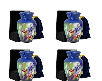 Hummingbird Keepsake Urn for Ashes: Small Memorial Urn, Set of 4