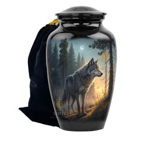Wolf Cremation Urn for Ashes: Wildlife Memorial - Adult Size
