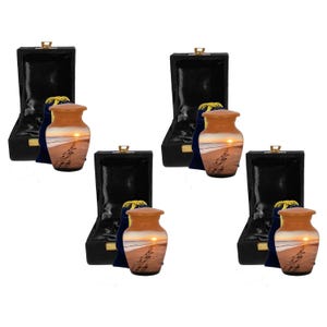 Set of 4 Footprints Cremation Urns – Sunset Beach Memorial Urns for Adult Ashes with Velvet Bag & Box – Ocean Keepsakes&quot;
